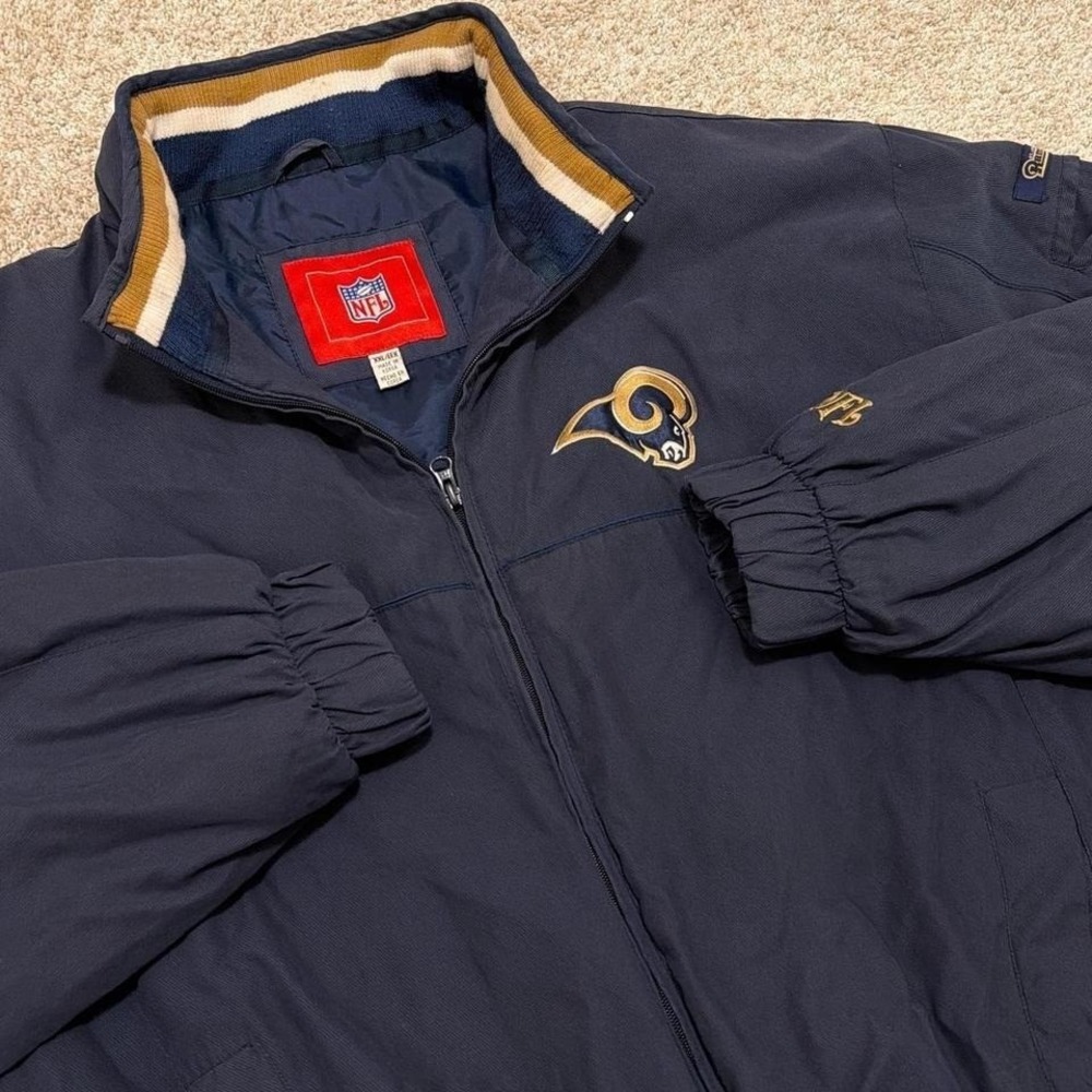 Y2K Vintage NFL St. Louis Rams Puffer Jacket | Navy | Men's‎ XXL